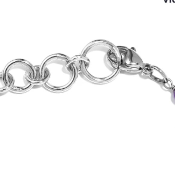 African Amethyst and White Freshwater Pearl Bracelet - Picture 3 of 3